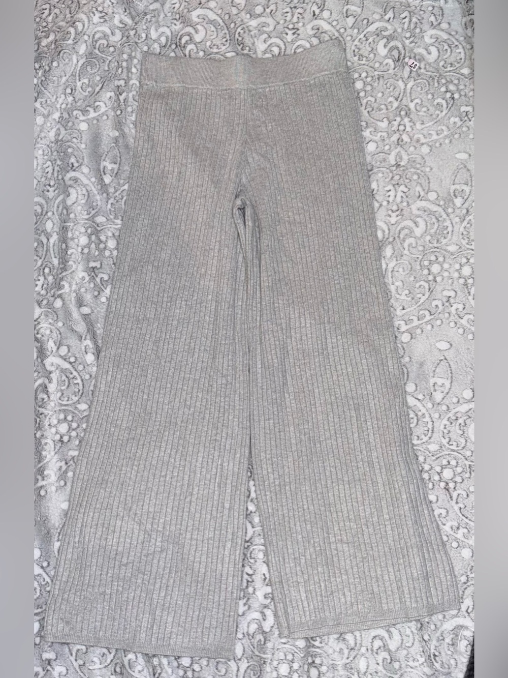 Marled Women’s Gray Ribbed Wide Leg Pants Size Small